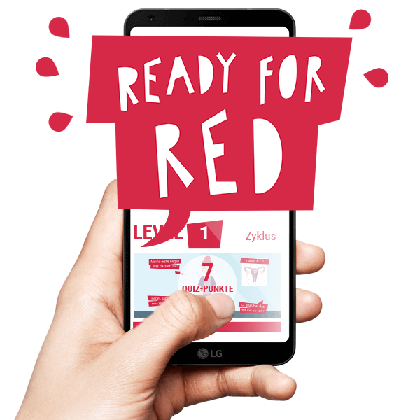 Smartphone mit Ready For Red Menstruations-Lernplattform