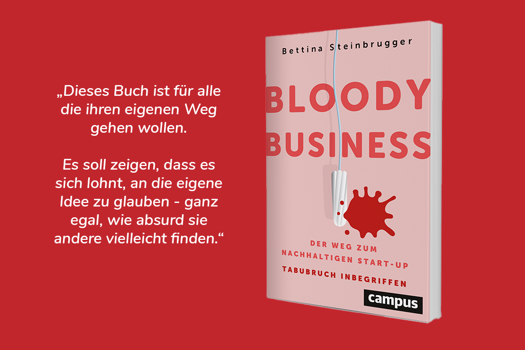 Bloody business buch cover auf rotem Hintergrund mit Zitat