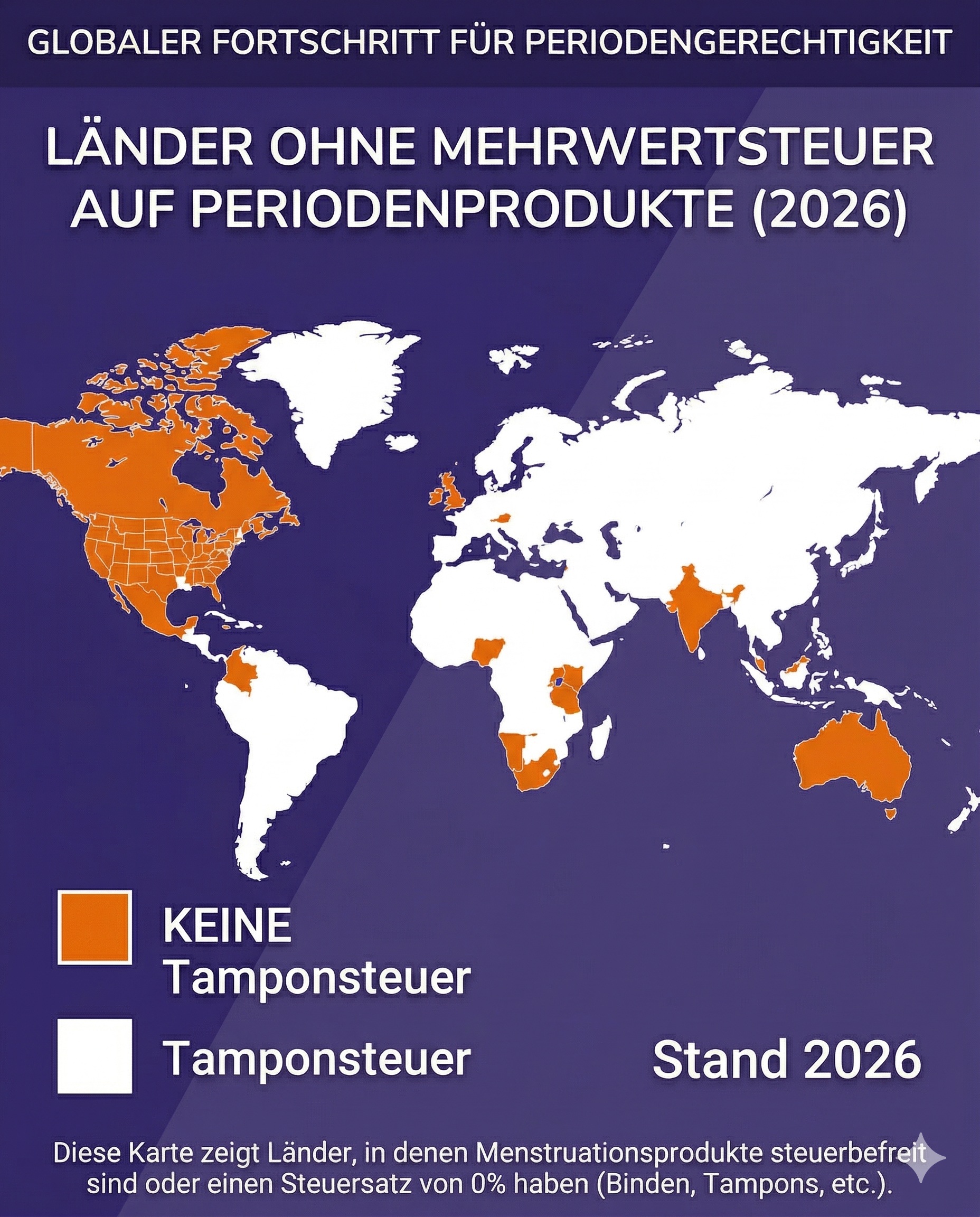 Länder ohne Tamponsteuer